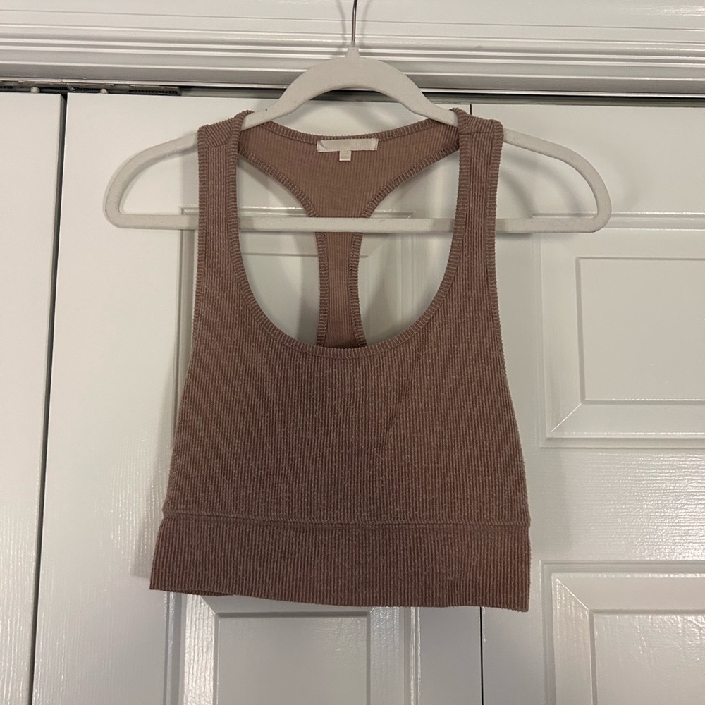 Z Supply Brown Ribbed Crop Top